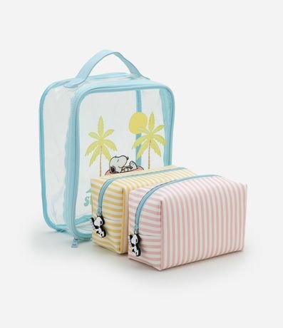 Kit 03 Neceser Transparente y Rayadas Snoopy