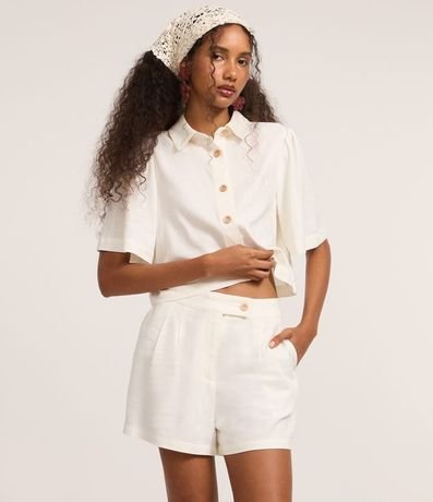 Short Cintura Alta en Viscolino con Pliegues y Bolsillos 2