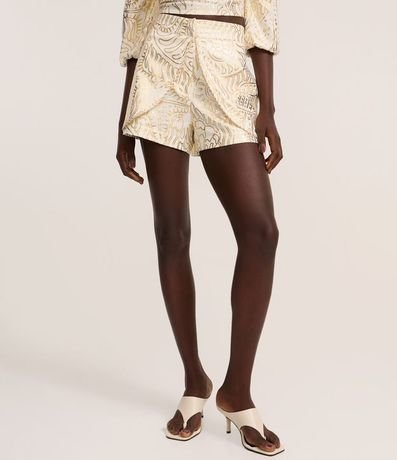 Short Cintura Alta en Viscolino con Estampa de Foil 3