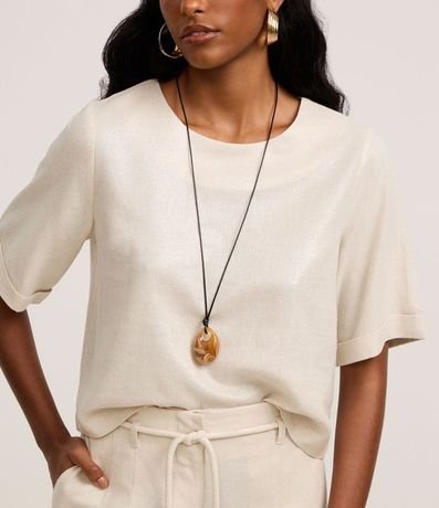 Blusa en Viscolino con Manga Dobrada