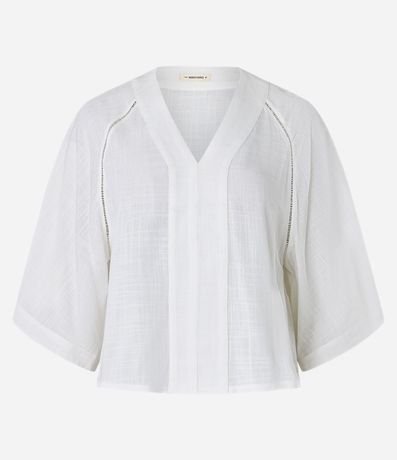 Blusa en Viscosa con Entrelaces y Manga Amplia 5