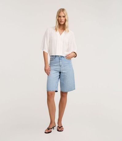 Blusa en Viscosa con Entrelaces y Manga Amplia 2