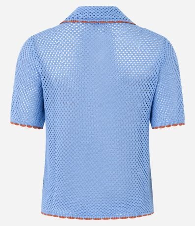 Camisa Polo en Ganchillo Ganchillo con Detalles Contrastantes 7