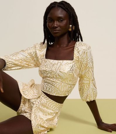 Blusa Cropped en Viscolino con Estampa de Foil 5
