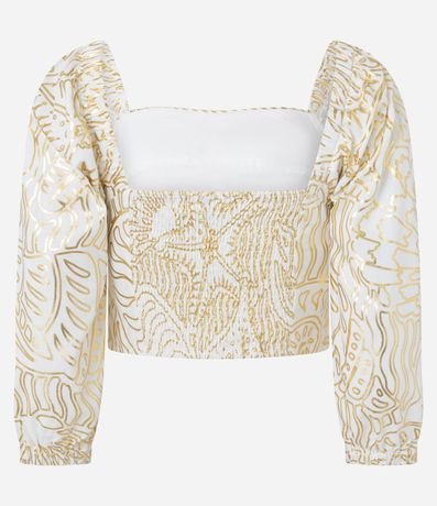 Blusa Cropped en Viscolino con Estampa de Foil 8