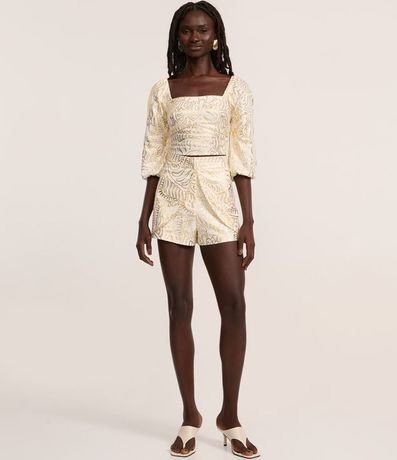 Blusa Cropped en Viscolino con Estampa de Foil 2