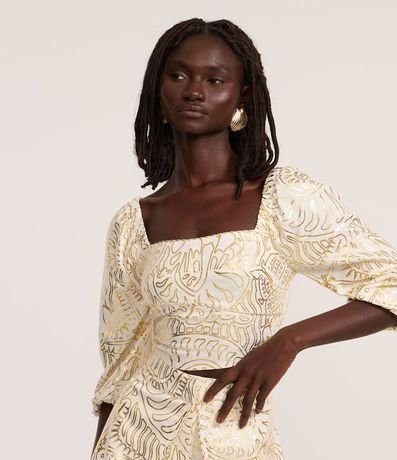 Blusa Cropped en Viscolino con Estampa de Foil 3