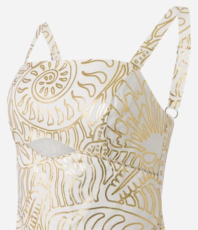 Vestido corto de Bretel en Viscolino con Estampa Foil 8