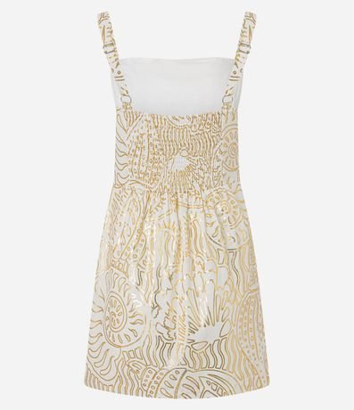 Vestido corto de Bretel en Viscolino con Estampa Foil 9