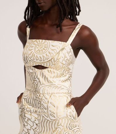 Vestido corto de Bretel en Viscolino con Estampa Foil 3