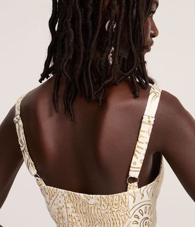 Vestido corto de Bretel en Viscolino con Estampa Foil 4