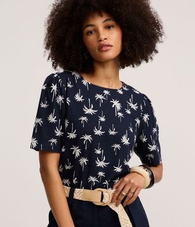 Blusa en Viscolino con Estampa Palmeras