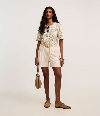 Blusa en Viscolino con Estampa Pueblo de Playa 2