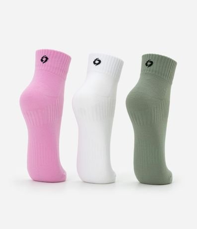 Kit 03 Medias Caña Corta Deportivas en Poliamida con Logo Get Over 3