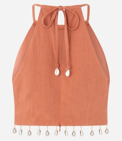 Blusa en Viscolino con Escote Halter y Caracolas 8