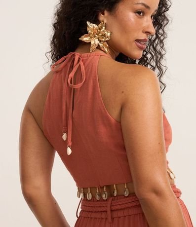 Blusa en Viscolino con Escote Halter y Caracolas 4