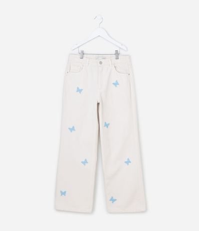 Pantalón Infantil Recto en Jeans con Bordado de Mariposa - Talle 5 A 14 años 2