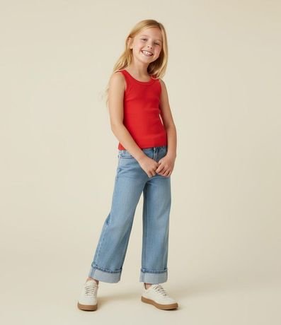 Pantalón Wide Leg Infantil Marmorizada con Bajo plegado - Talle 5 a 14 años 1