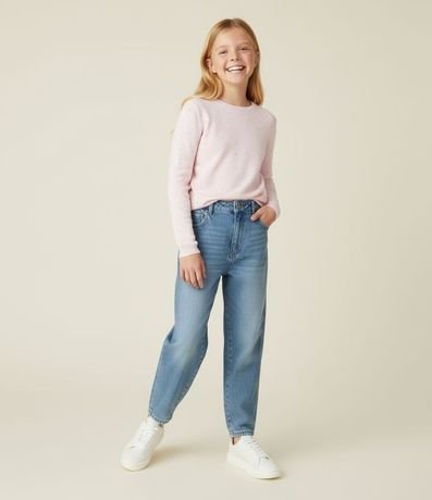 Pantalón Balloon Infantil Jeans con Recortes - Talle 5 a 14  Anos