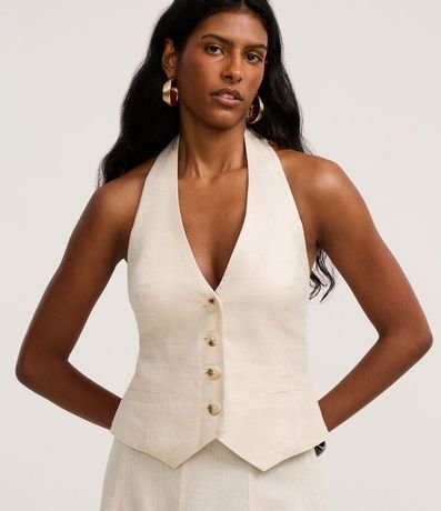 Chaleco Frente única en Viscolino con Bajo V y Botones