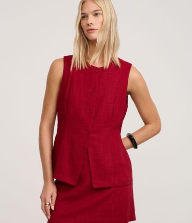 Chaleco con Botones Forrados y Detalle en V en la Bajo