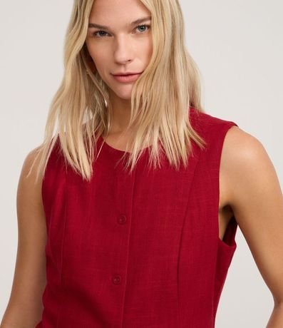 Chaleco con Botones Forrados y Detalle en V en la Bajo 3