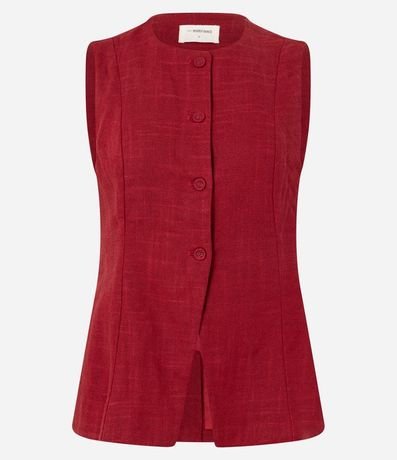 Chaleco con Botones Forrados y Detalle en V en la Bajo 5