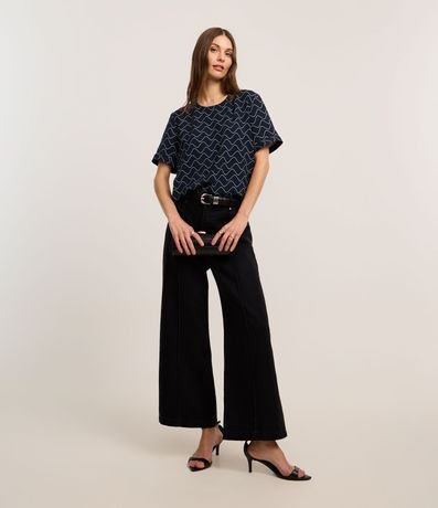 Blusa en Airflow con Estampa Lineas de Ondas 2