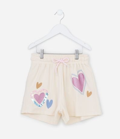 Short Infantil con Bordado Corazones en Lentejuelas - Talle 5 a 14 años 1