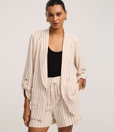 Blazer en Airflow con Rayas Verticales de Hilo Teñido