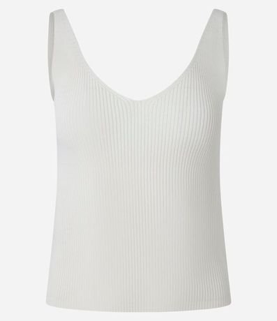 Blusa Acanalada en Punto con Escote v y Espalda Descotada