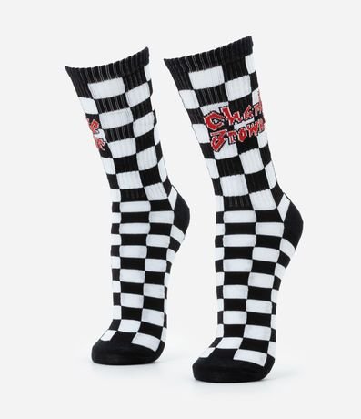 Media en Algodón Estampa Cuadriculada y Lettering Charlie Brown Jr