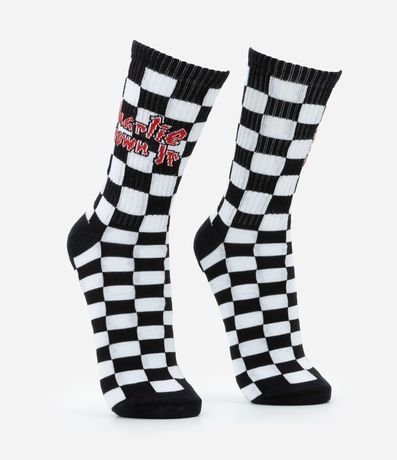 Media en Algodón Estampa Cuadriculada y Lettering Charlie Brown Jr 2