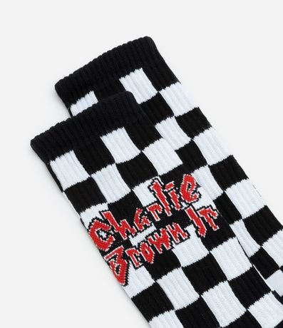 Media en Algodón Estampa Cuadriculada y Lettering Charlie Brown Jr 4