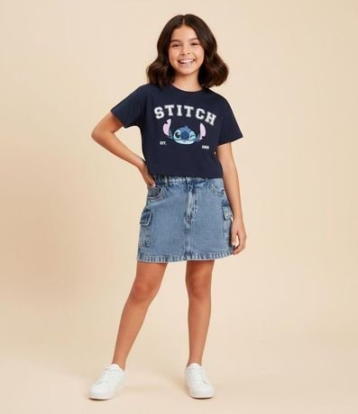 Short Pollera Infantil Jeans con Bolsillos Cargo - Talle 5 a 14 años