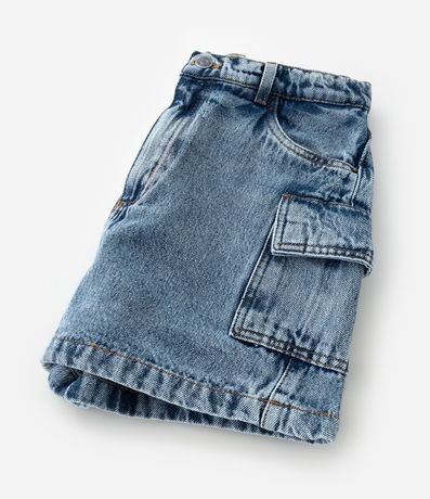 Short Pollera Infantil Jeans con Bolsillos Cargo - Talle 5 a 14 años 3