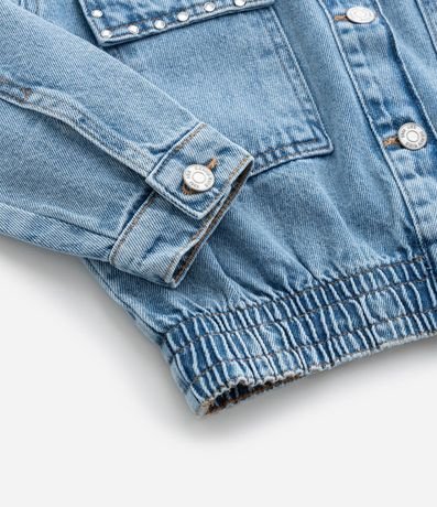 Campera Bomber Infantil Jeans con Brillitos - Talle 7 a 14 años 4