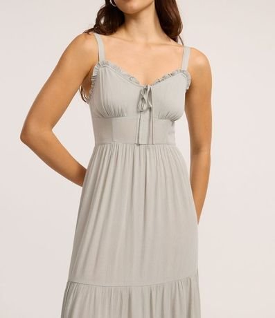 Vestido Largo en Viscosa con Lazo en el Escote Corazón 3