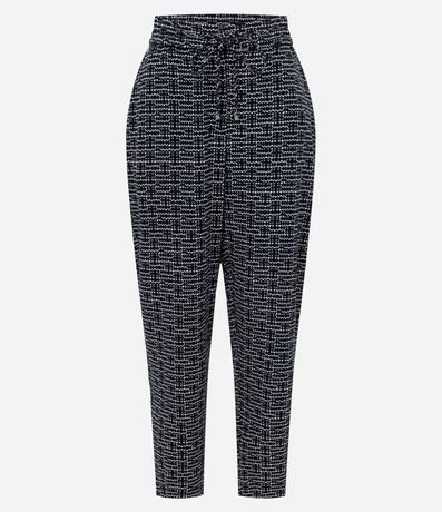 Pantalón Carrot Cintura Alta en Crepé con Estampado Geométrico 5