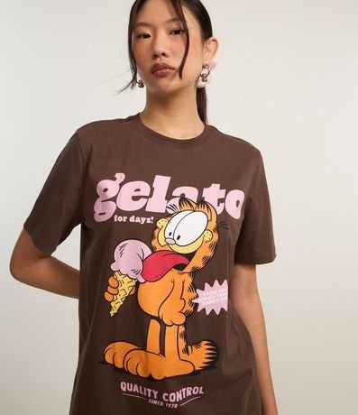 Remera Alargada en Algodón con Estampa Garfield Gelato