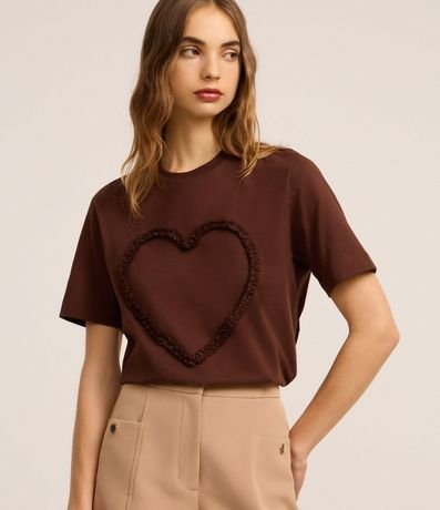 Remera en Algodón con Volado de Corazón