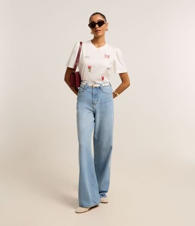 Blusa en Algodón con Manga abullonada y Estampa Doodles 2