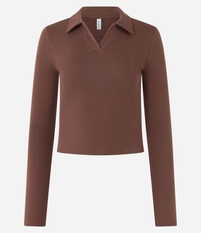 Blusa Polo en Rib de Algodón con Mangas Largas 4