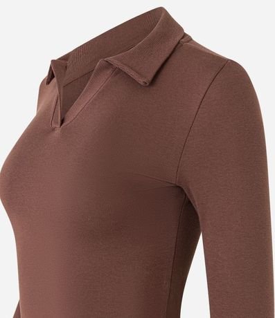 Blusa Polo en Rib de Algodón con Mangas Largas 5