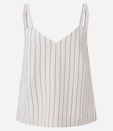 Blusa de Bretel en Airflow con Rayas Verticales de Hilo Teñido 6