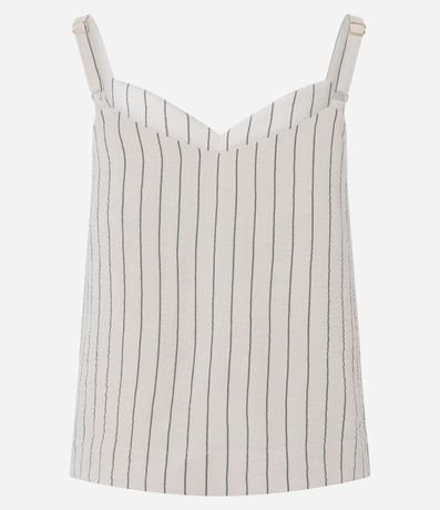 Blusa de Bretel en Airflow con Rayas Verticales de Hilo Teñido 7