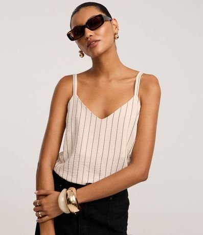 Blusa de Bretel en Airflow con Rayas Verticales de Hilo Teñido