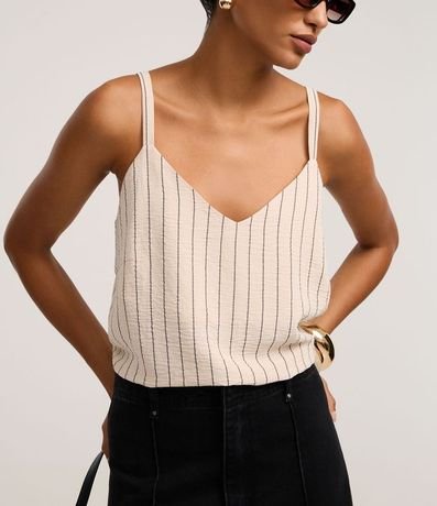 Blusa de Bretel en Airflow con Rayas Verticales de Hilo Teñido 4