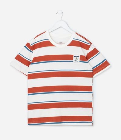 Remera Infantil con Estampa Rayada y Bordado - Talle 5 a 14 años