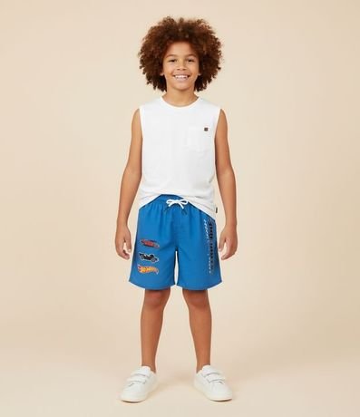 Bermuda Infantil en Microfibra con Estampa Hot Wheels - Talle 4 a 10 años